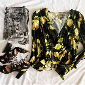 Honey Punch • Lemon Print Blouse